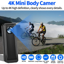 128GB 4K Body Camera 30FPS - Hands-Free Sports Cam with Magnetic Clip