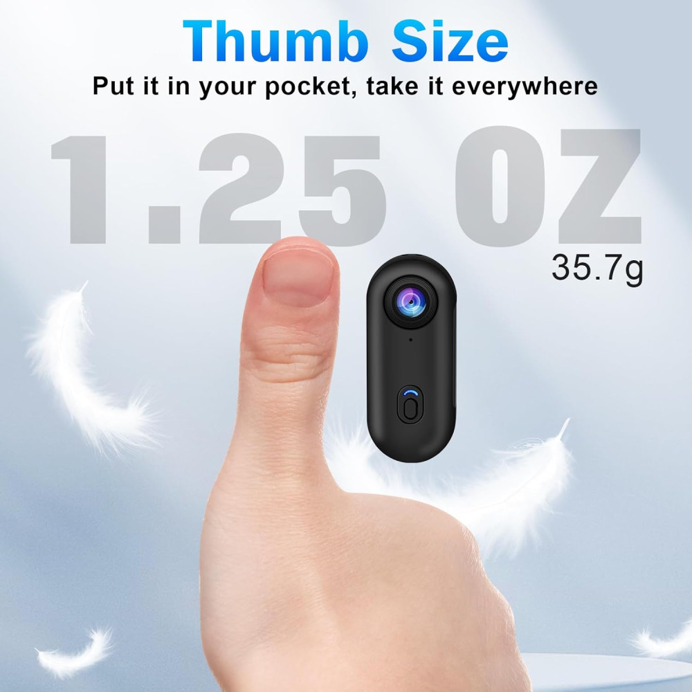 i3 4K Thumb Action Camera - Compact, Clip-On Helmet Cam, 64GB Black
