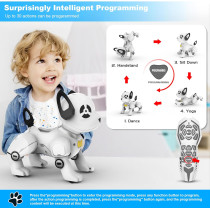 Télécommande Chien Robot Jouet Intelligent Programmable Blanc