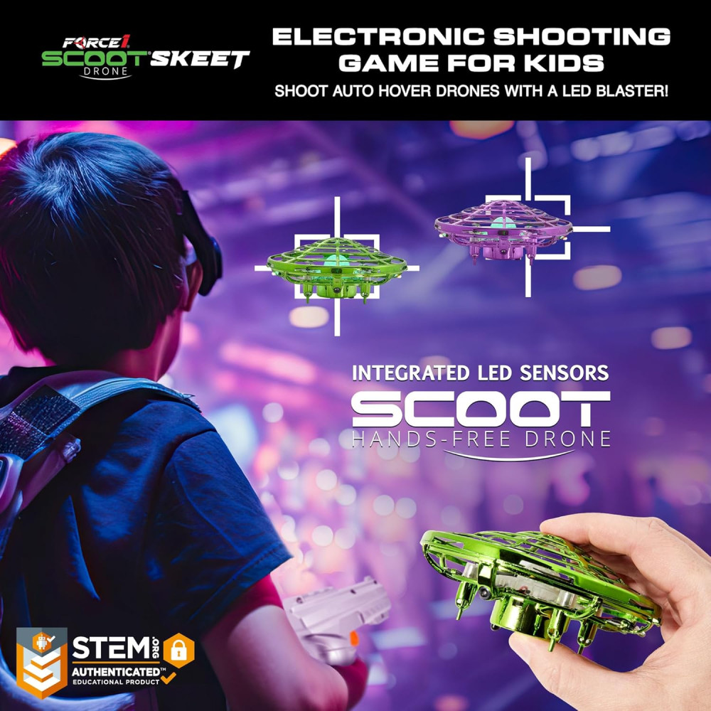 Force1 Scoot Skeet Mini Drone 3pk - Electronic Shooting Game for Kids & Adults