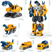 MIEBELY Toddler Robot Construction Vehicles – 5-in-1 Magnetic STEM Toy Set
