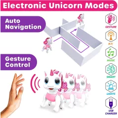Jouet Robot Licorne Rose Télécommandé STEM pour Enfants