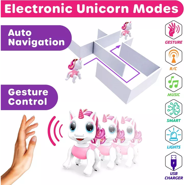 Licorne Robot Télécommandée Rose: Danse, Programmation & Gestes - Jouet Éducatif STEM