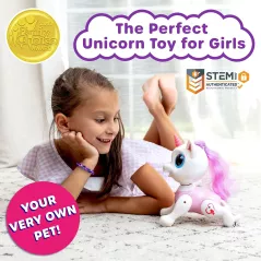 Jouet Robot Licorne Rose Télécommandé STEM pour Enfants