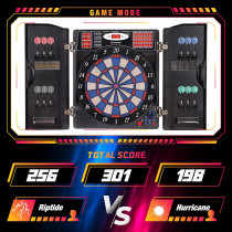 WIN.MAX Electronic Dart Board Cabinet Set – LED Digital Soft Tip, 38 Games, 16 Players