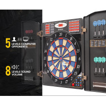 WIN.MAX Electronic Dart Board Cabinet Set – LED Digital Soft Tip, 38 Games, 16 Players