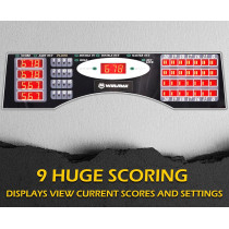 WIN.MAX Electronic Dart Board Cabinet Set – LED Digital Soft Tip, 38 Games, 16 Players