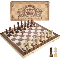 Jeu d'Échecs Magnétique 15 en Bois avec 2 Reines Supplémentaires