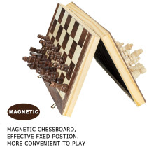 AMEROUS 15 Magnetic Wooden Chess Set with Extra Queens & Storage Slots