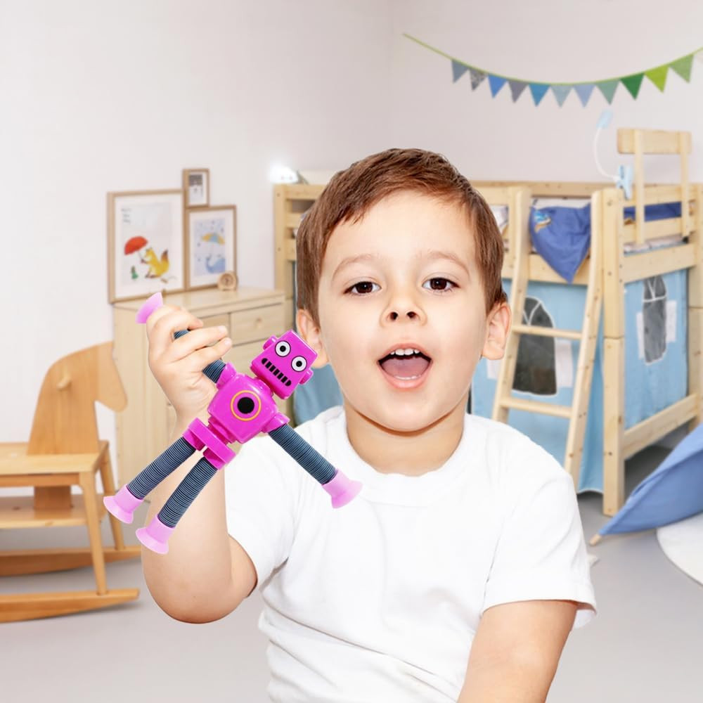 16 PCS Suction Cup Robot Toy - Shape Changing Sensory Fidget Gift