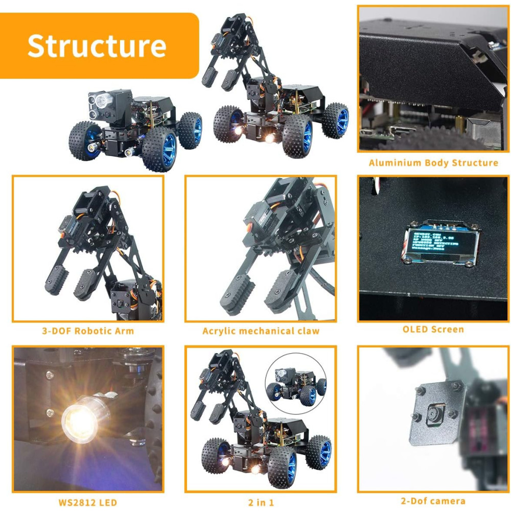 Adeept PiCar-Pro : Kit Robotique 2-en-1 pour Raspberry Pi