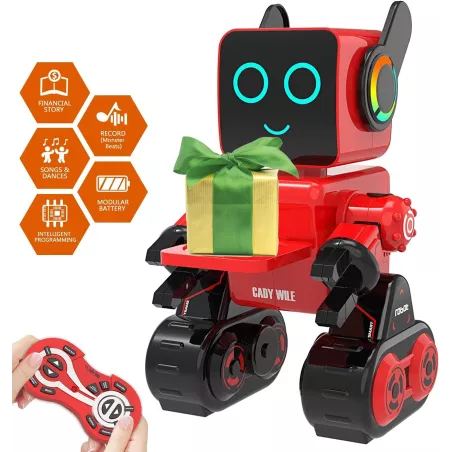 Robot Intelligent Interactif OKK : Contrôle Tactile et Vocal, Danse, Chante, Marche - Rouge