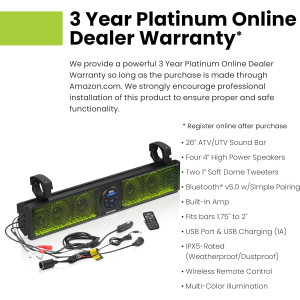 BOSS Audio BRT26RGB : Barre Son Bluetooth Étanche 26 ATV