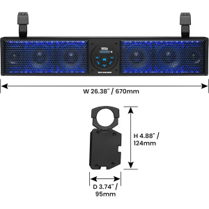 BOSS BRT26RGB ATV UTV Sound Bar - 26 Bluetooth, Waterproof & RGB