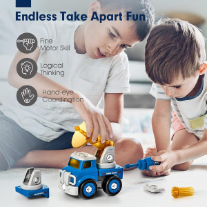 Hahaland 5 Year Old Birthday STEM Toy - 5 in 1 Take Apart Truck Robot