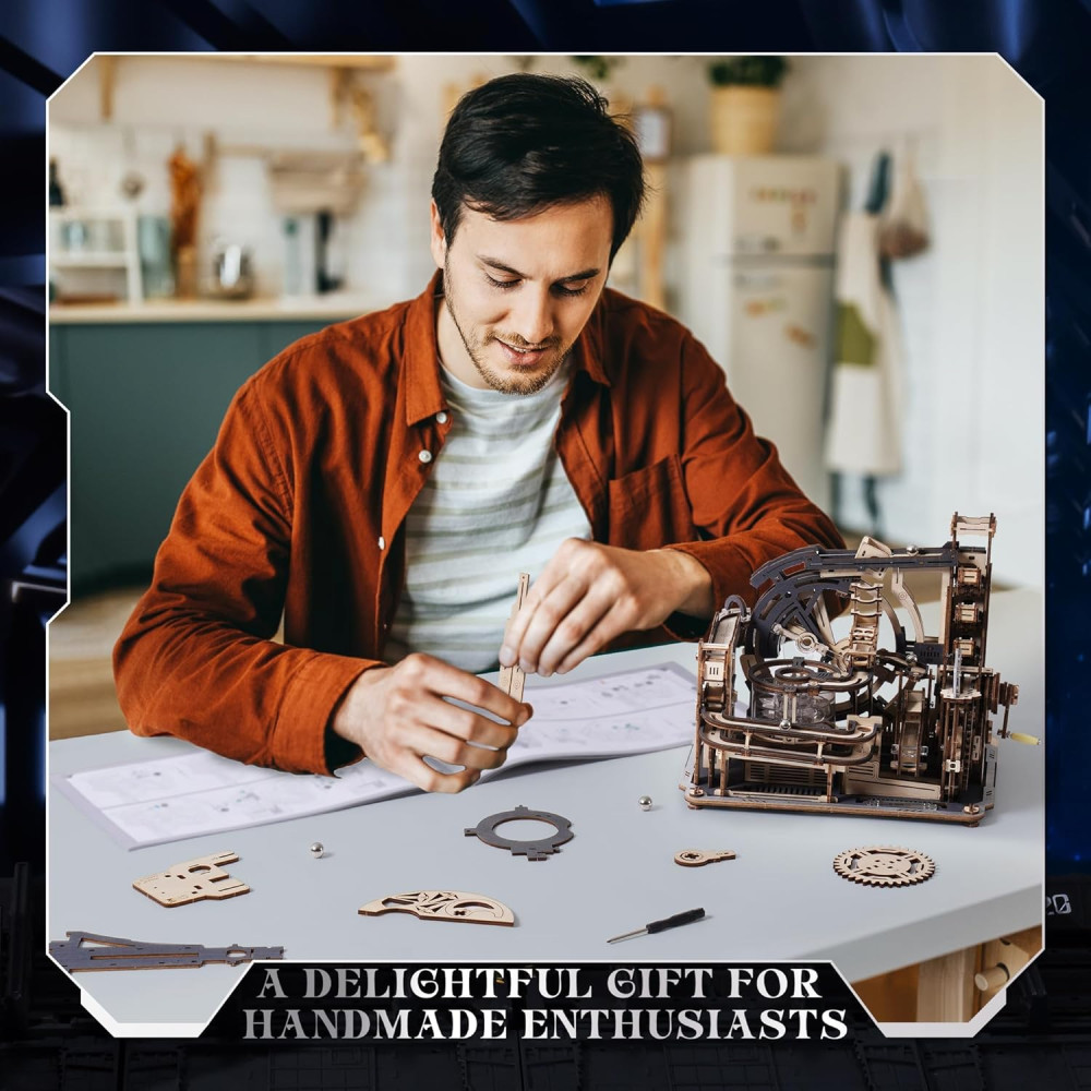 ROKR 3D Marble Spaceport Puzzle Kit – 472pcs Electric Brain Teaser Toy