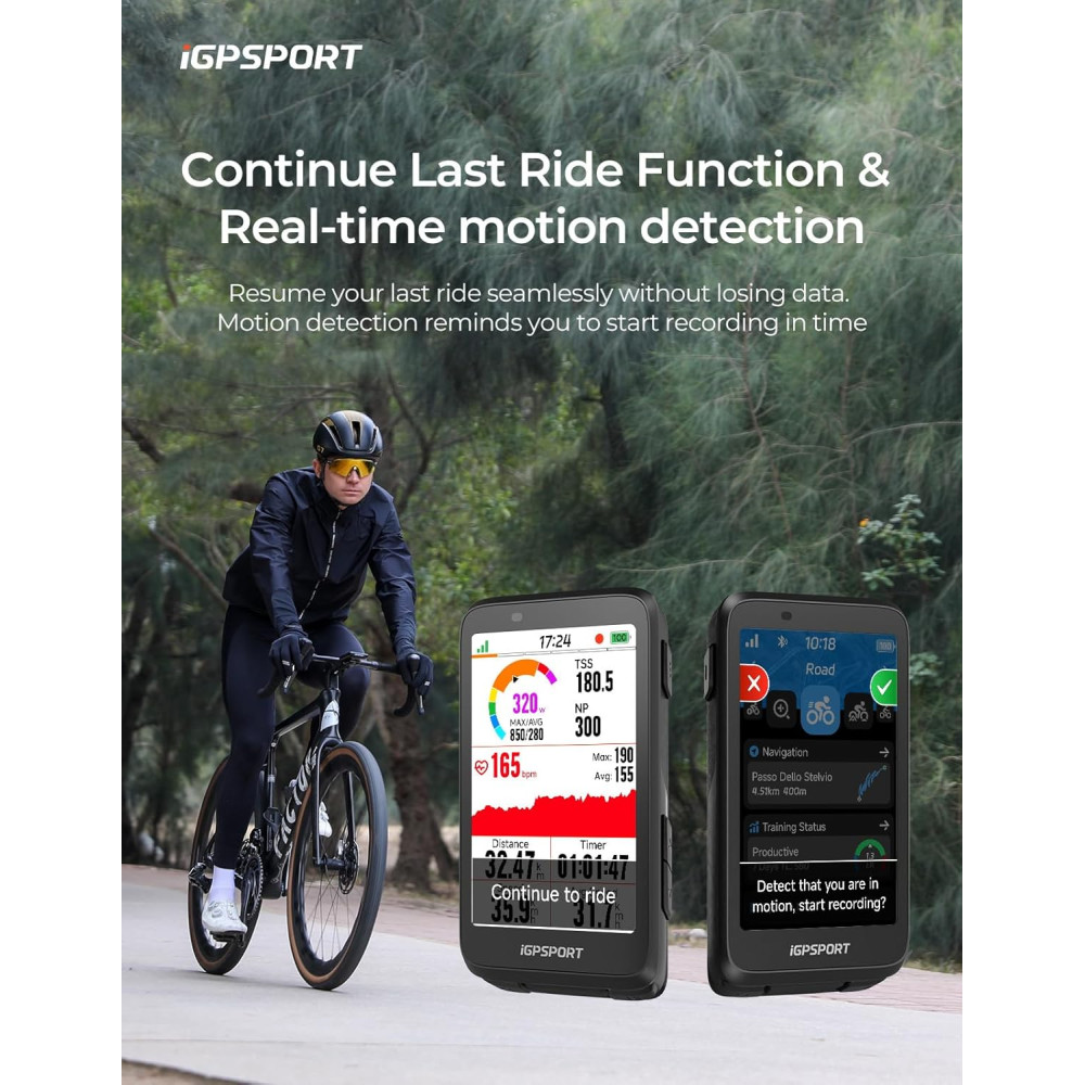 iGPSPORT BiNavi Bike Computer: Touch GPS, Navigation & Music Control