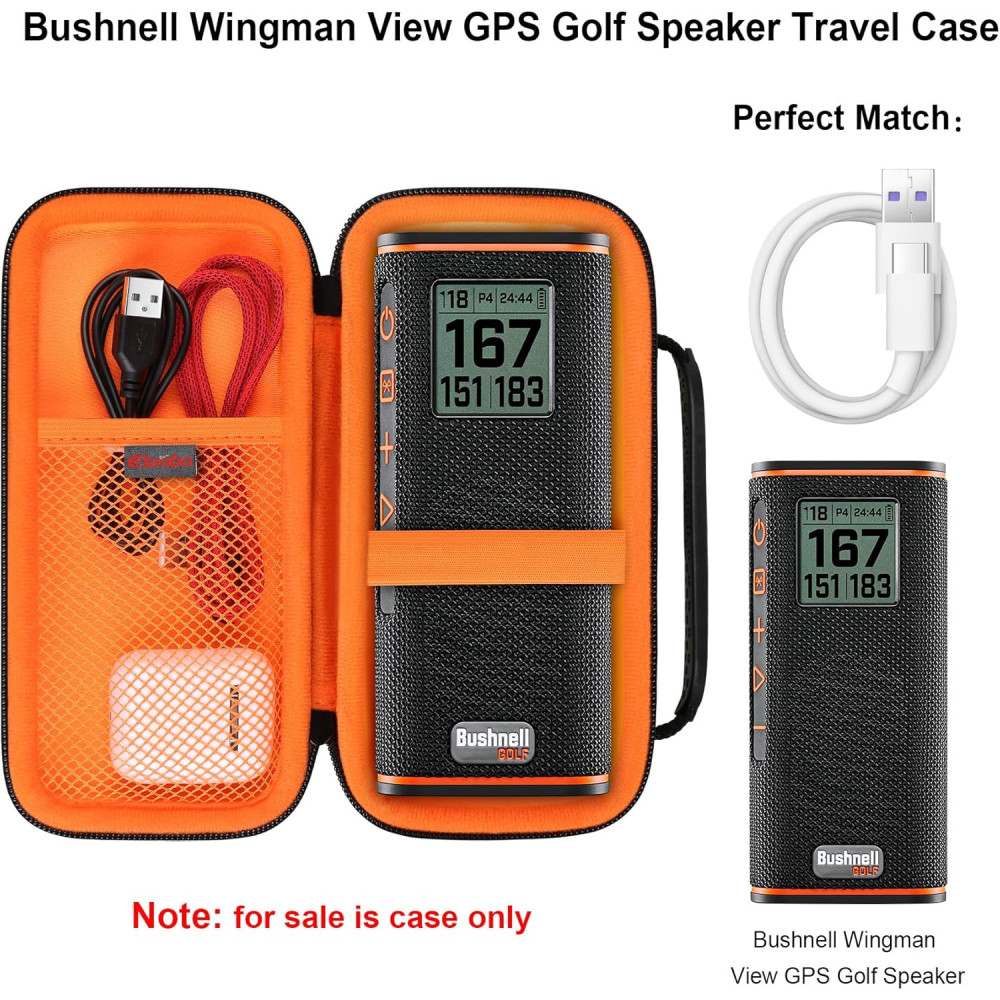Elonbo Carrying Case for Bushnell Wingman View GPS Golf Speaker - Black
