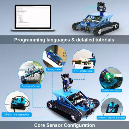 Kit Robot Yahboom Tank AI pour Raspberry Pi 4B – DIY & Python