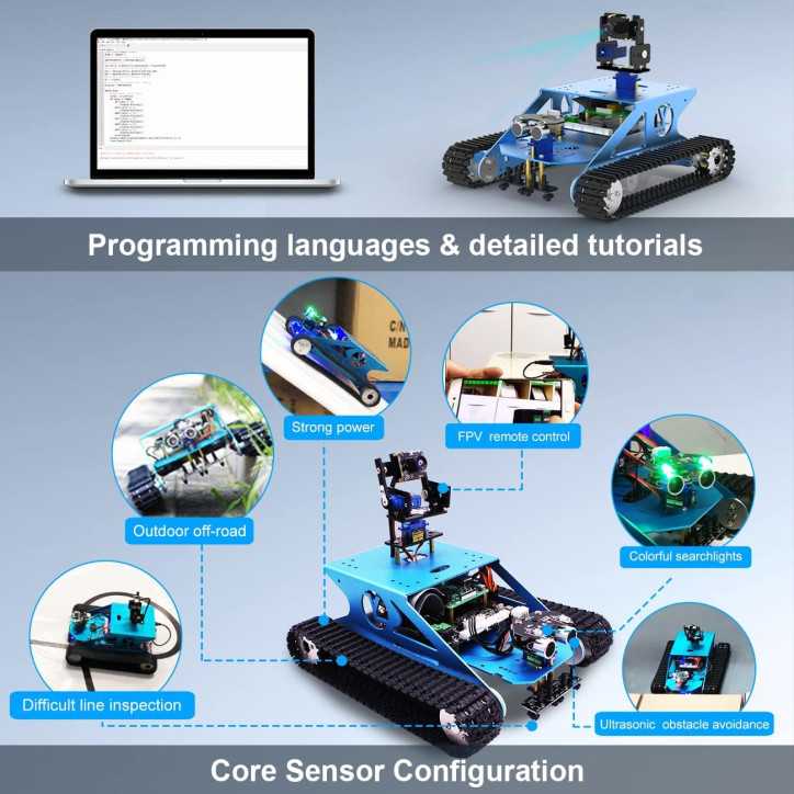 Yahboom Raspberry Pi Robot Tank Chassis Kit: Programmable AI Smart Car - No Pi Included