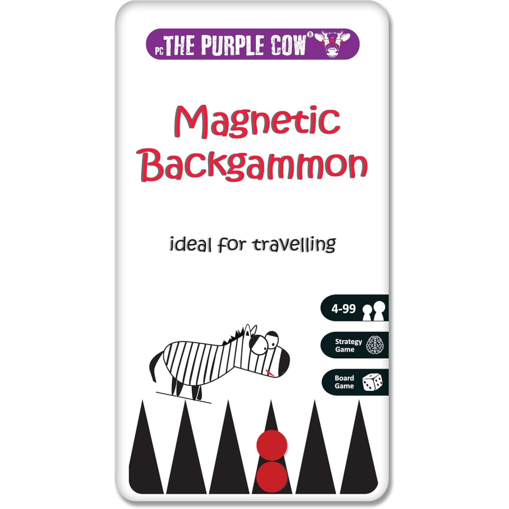 Purple Cow Magnetic Travel Backgammon Game for Kids & Adults, 2 Players