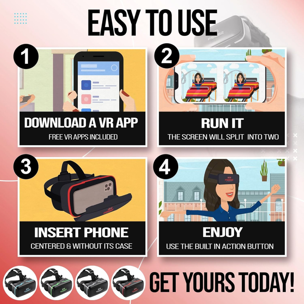 FEEBZ 3D VR Headset for Kids 2.0 – Compatible with iPhone & Android