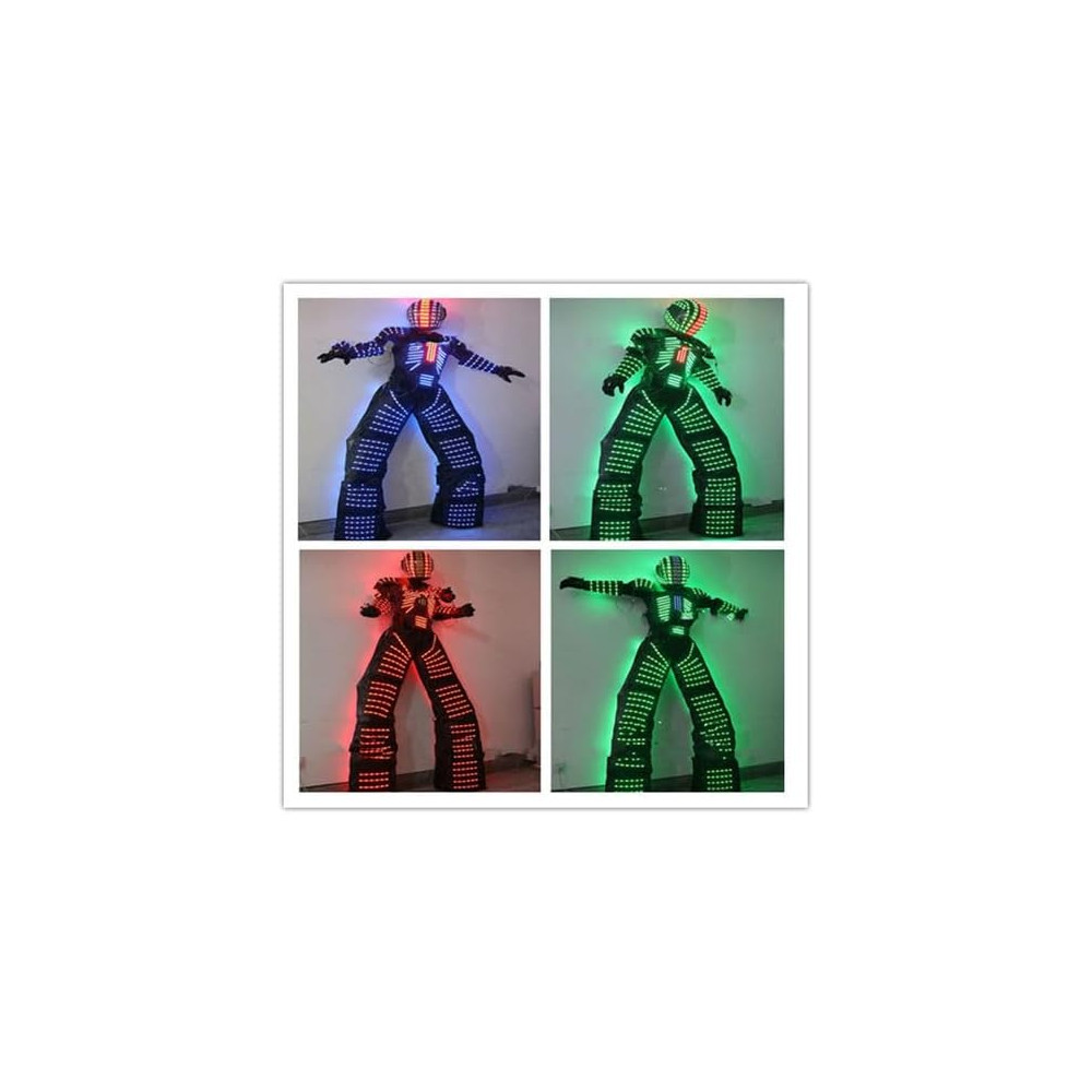 LED Robot Costume Suit | RGB Illuminated Dance Armor with Night Lights