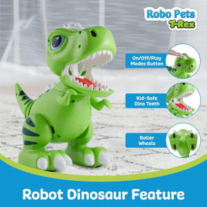 Robo Pets T-Rex Toy: Remote Control Dino with LED Eyes & STEM Fun