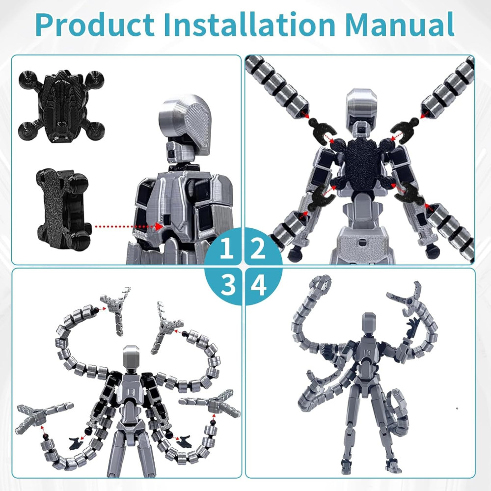 T13 Multi-Jointed Action Figure Set – 2 Pcs 3D Printed Desktop Toys