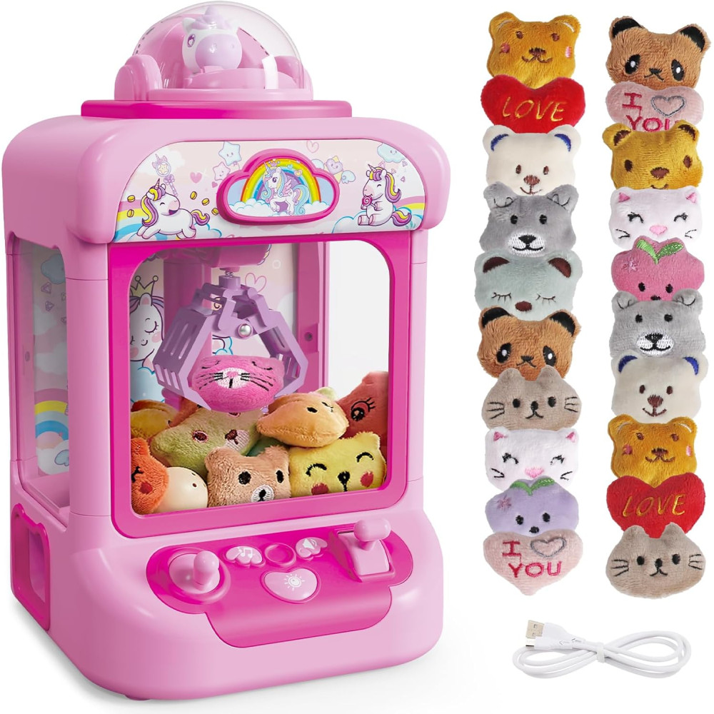 Mini Claw Machine for Kids with Unicorn Toys & Sound - Indoor Arcade Game