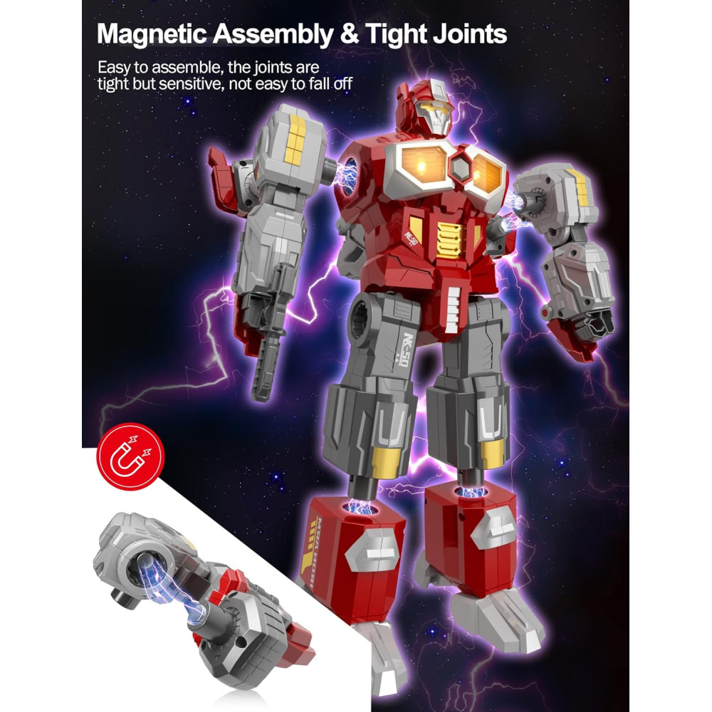 Transforming Dinosaur Robot Toys - Magnetic Assembling Action Figures for Kids