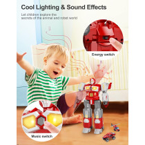 Transforming Dinosaur Robot Toys - Magnetic Assembling Action Figures for Kids