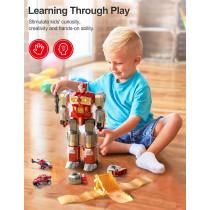 Transforming Dinosaur Robot Toys - Magnetic Assembling Action Figures for Kids