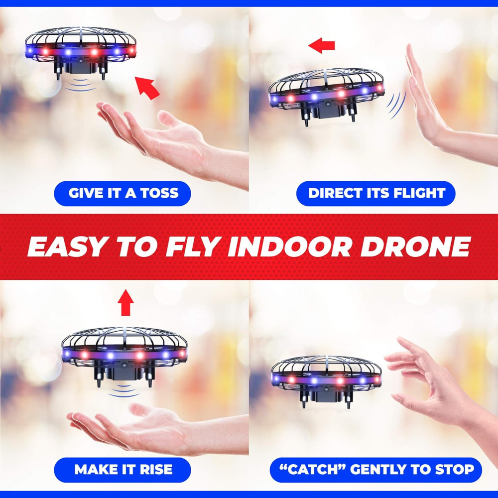 Force1 Scoot LED Hand Operated Mini Drone – Motion Sensor UFO Toy