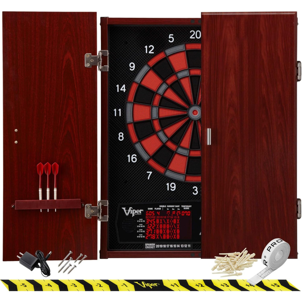 Viper Neptune Electronic Dartboard Cabinet Combo - Pro Size, 55+ Games