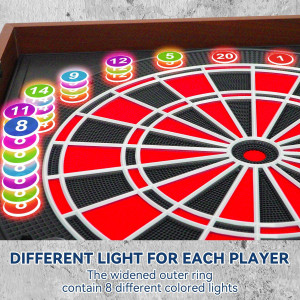 Fléchettes Électroniques LED 8 Joueurs, 34 Jeux & 12 Fléchettes