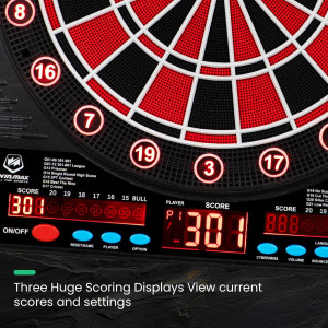 Electronic Dart Board LED Digital Scoreboard for Adults – 8 Players, 34 Games