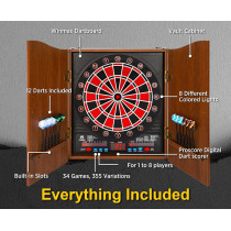 Fléchettes Électroniques LED 8 Joueurs, 34 Jeux & 12 Fléchettes
