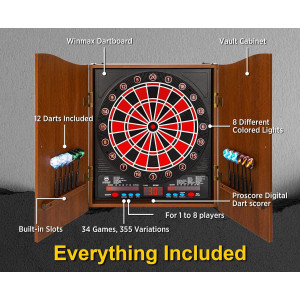 Electronic Dart Board LED Digital Scoreboard for Adults – 8 Players, 34 Games