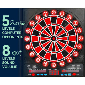 Electronic Dart Board LED Digital Scoreboard for Adults – 8 Players, 34 Games