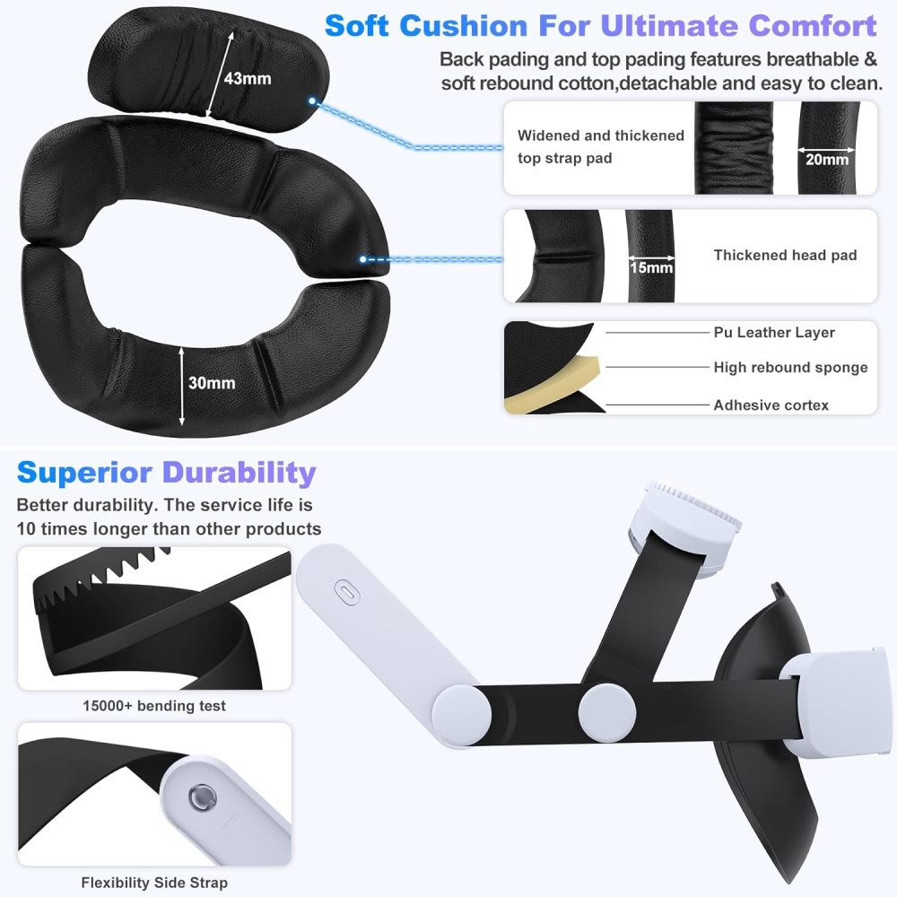 Kawaye Comfort Adjustable Head Strap for Meta Quest 3/2 VR Headset