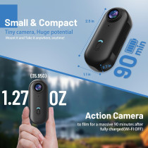 4K Mini Action Camera 128GB Waterproof POV Body Cam with Helmet Mount