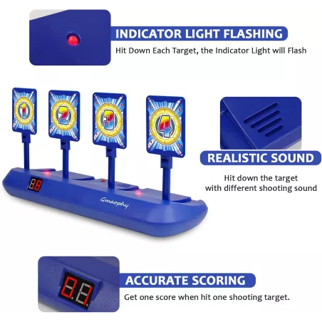 Cible de Tir Électronique Auto-Réinitialisable avec 2 Pistolets en Mousse - Jeu de Tir Amusant pour Enfants 5+