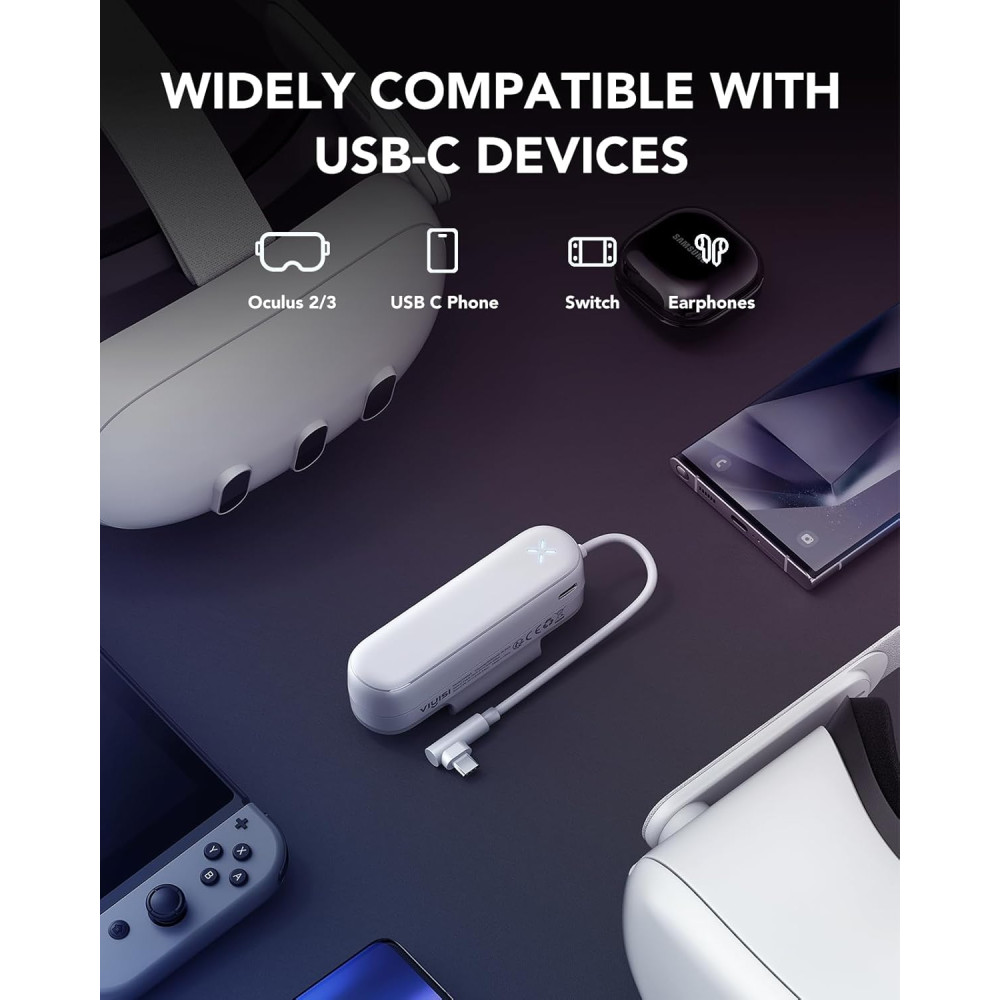 VIYISI 5000mAh Battery Pack for Meta Quest 3 & 2 – Lightweight VR Charger