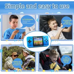 Console de Jeu Portable Rétro pour Enfants: 220 Jeux, Écran LCD, Batterie Rechargeable - Bleu