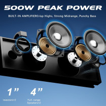 17 UTV Bluetooth Sound Bar with RGB, IP65 Waterproof, 4 Speakers