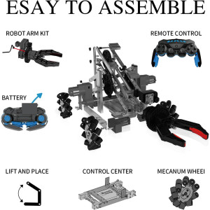 Flexible 103-Pc Robot Arm Kit with Remote Control & 360° Gripper - STEM Gift