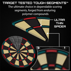 Fat Cat Electronic Dartboard 15+ Jeux, Auto-Score, Compact
