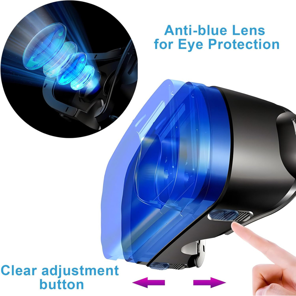 VR Headset for iPhone & Android | 3D VR Glasses with Controller, Adjustable