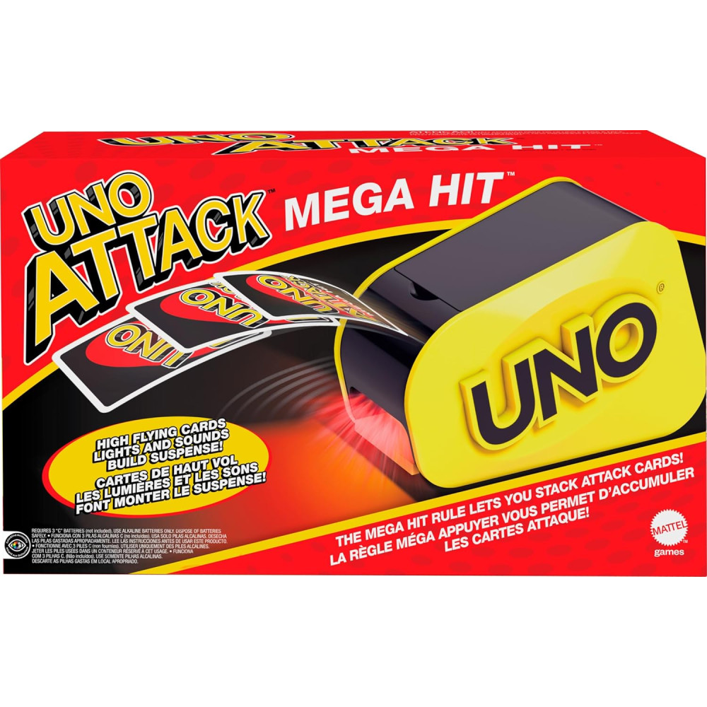 Mattel UNO Attack Card Game with Lights & Sounds – 112 Cards, Ages 7+